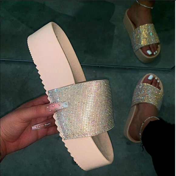 Nude Rhinestone Platform Sandals - Picture 8 of 8